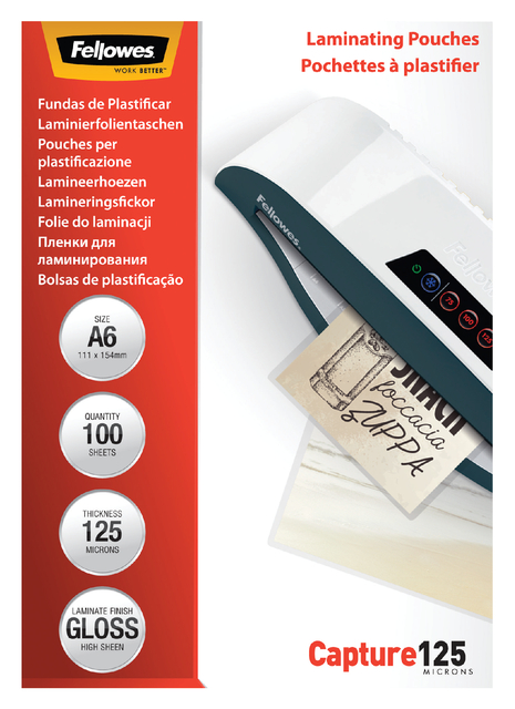 Lamineerhoes Fellowes A6 125mic pk à 100